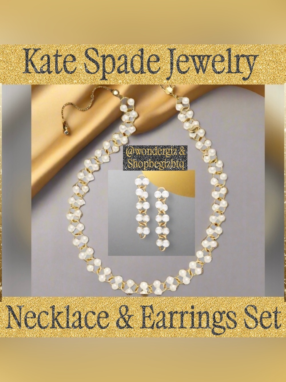 Kate Spade Authentic White Multi Nouveau Pearls Necklace & Earrings Set